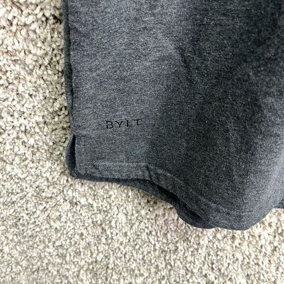 BYLT T-Shirt Men’s Medium Dark Gray Basic Crew Neck Split Hem Lux Short Sleeve - Picture 4 of 7